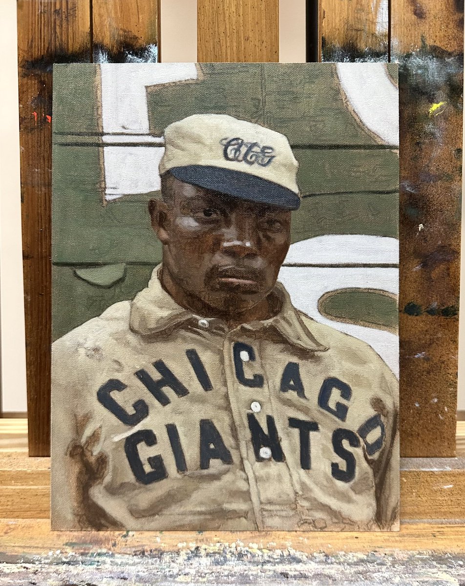 Been wanting to start a larger painting of this forever—it’s still my favorite image of Andrew. Obviously, he’s best remembered as a magnate, but as a younger man he was one of the best pitchers in the Black leagues. Here’s Rube with the Chicago Union Giants in 1902.