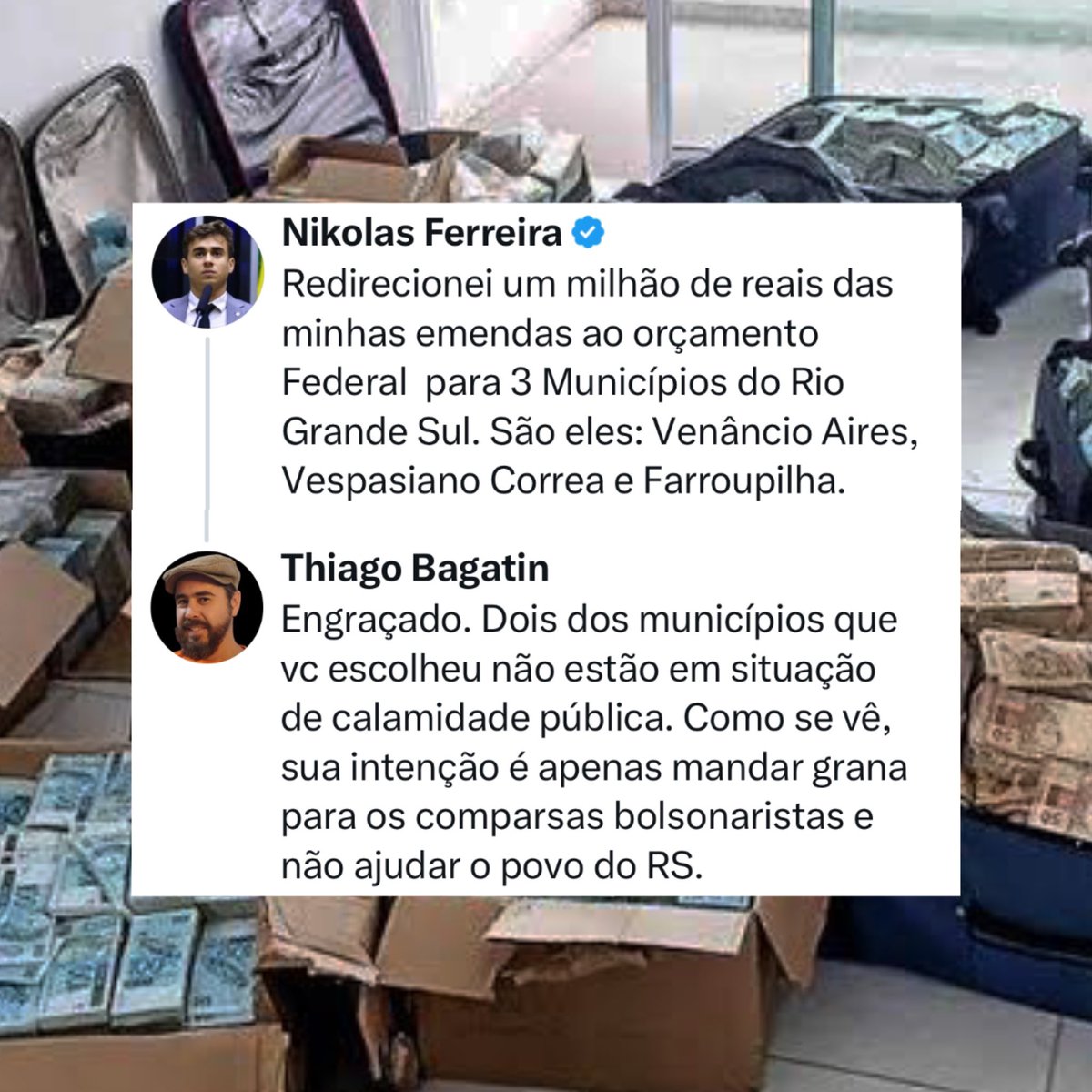 Grave! Nikolas Chupetinha está se aproveitando da tragédia pra direcionar dinheiro público para os comparsas bolsonaristas. Denunciem!
