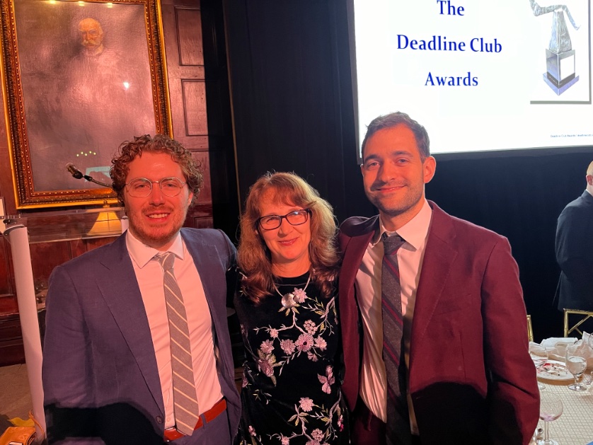 Proud to represent independent Jewish news at the Deadline Club awards tonight with @ArnoRosenfeld and @lmarkoe.