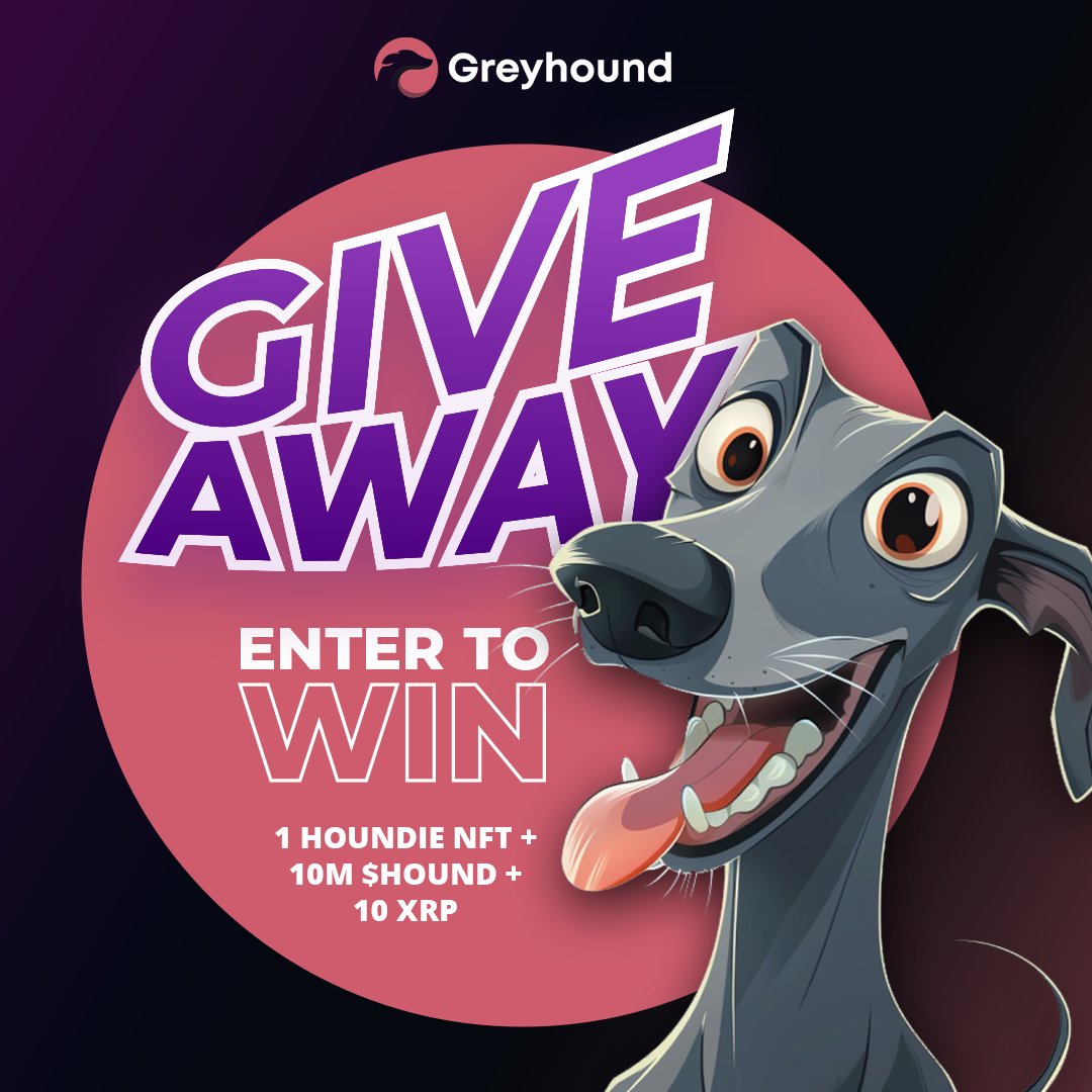 GIVEAWAY TIME! 

🏆 1 Houndie NFT + 10M Houndie + 10XRP
⏱️ Winner picked in 48 hours
📢 Like + RT + Follow <a href="/XRPLGreyhound/">Greyhound</a> + <a href="/Gr0in/">Gr0in</a>
🏅 1 Lucky Winner

 #XRPLCommunity #xrpnft #nft #XRPL #giveaway

linktr.ee/xrplgreyhound