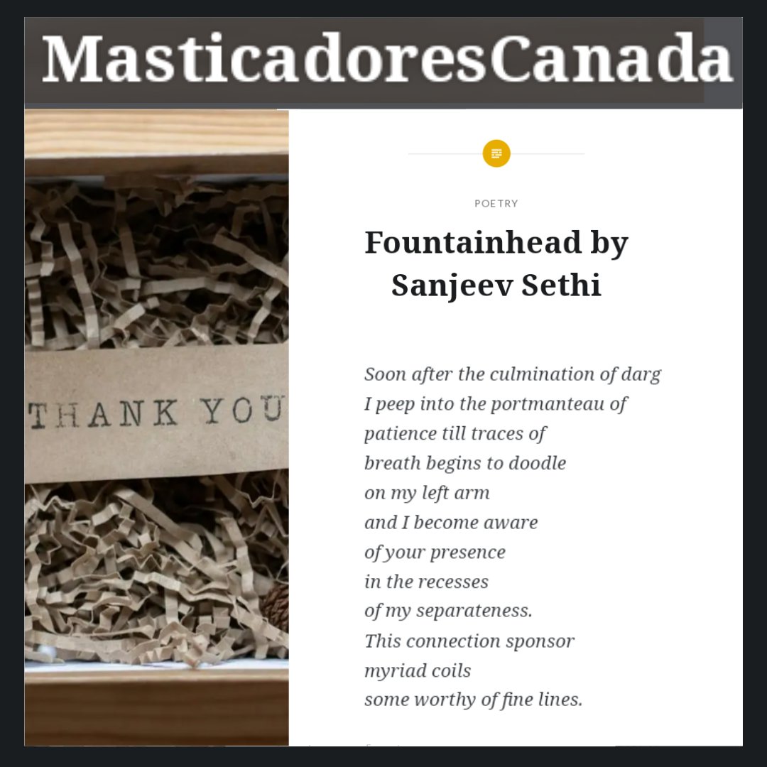 MasticadoresCanada published my poem, Fountainhead, yesterday. I have it for you.
My warm thanks to Juan Re Crivello.