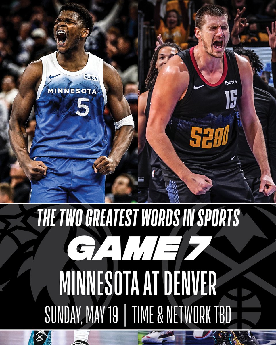 With a trip to the Western Conference Finals at stake, the Minnesota-Denver series will go to a decisive Game 7 on Sunday, May 19. The @Timberwolves only other Game 7 in franchise history - exactly 20 years ago on May 19, 2004 (MIN 83, SAC 80) The @nuggets have appeared in