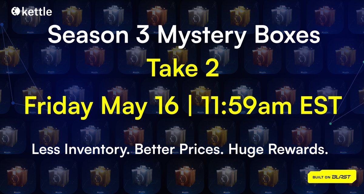 Sometimes when you’re in a dark place, you think you’ve been burned, but you’ve actually been planted. Kettle Season 3 Mystery Boxes (take 2) mints 11:59am EST, Friday May 16. medium.com/@KettleFinance…