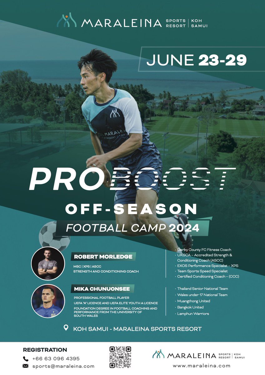 Chunuonsee16's tweet photo. Taking Off-Season Training to a new level at Maraleina Sports Resort 💯⚽️

For those who want to be ready before returning to clubs, make sure you don't miss out on this opportunity for high-level training while enjoying a holiday at the beach! https://t.co/Plw4NZOwE5