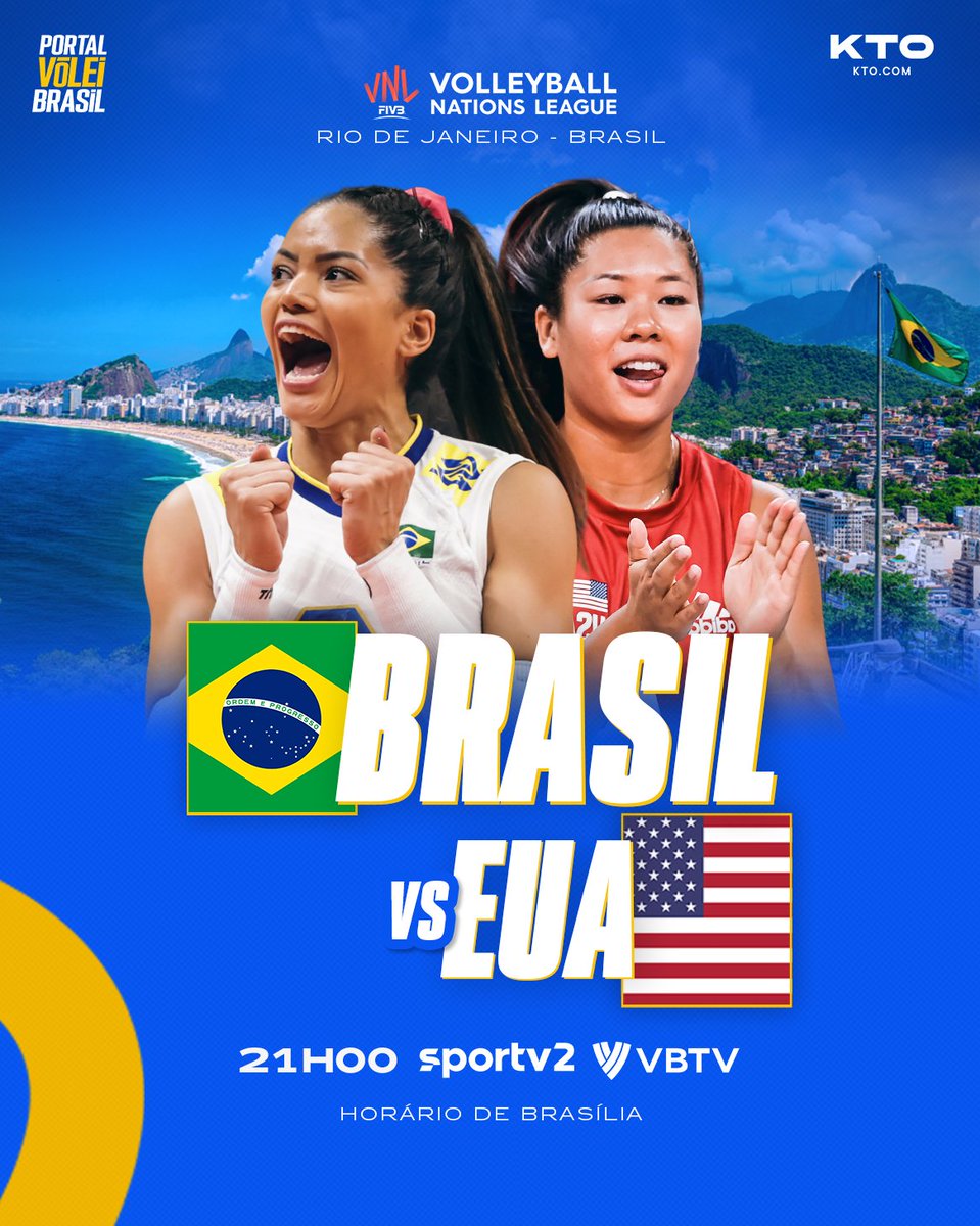 Hoje teremos o confronto mais esperado dessa primeira semana da VNL Feminina 2024, clássico entre Brasil x Estados Unidos, promessa de jogo duro na noite desta sexta-feira (17/05). Estaremos na torcida 🛐🇧🇷