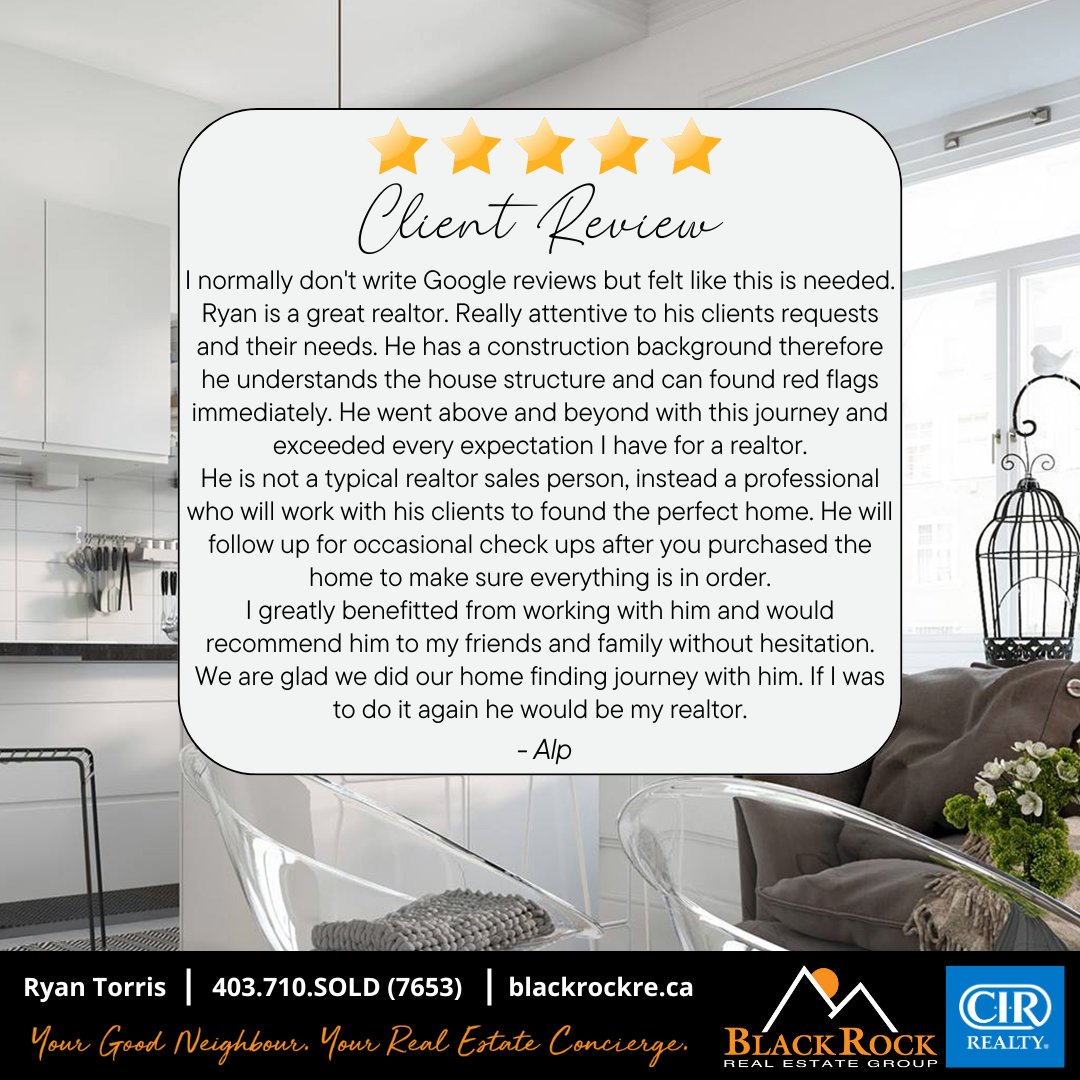 ⭐️⭐️⭐️⭐️⭐️ ⁠
𝙒𝙝𝙖𝙩'𝙨 𝙖𝙡𝙡 𝙩𝙝𝙚 𝙗𝙪𝙯𝙯 𝙖𝙗𝙤𝙪𝙩?⁠

THANK YOU Alp!

If you're thinking about buying or selling, we'd love to help you out!⁠👇
blackrockre.ca
bit.ly/3B1Wvlr
bit.ly/3rTKCGO
⁠
#blackrockrealestategroup #cirrealty #ryantorris