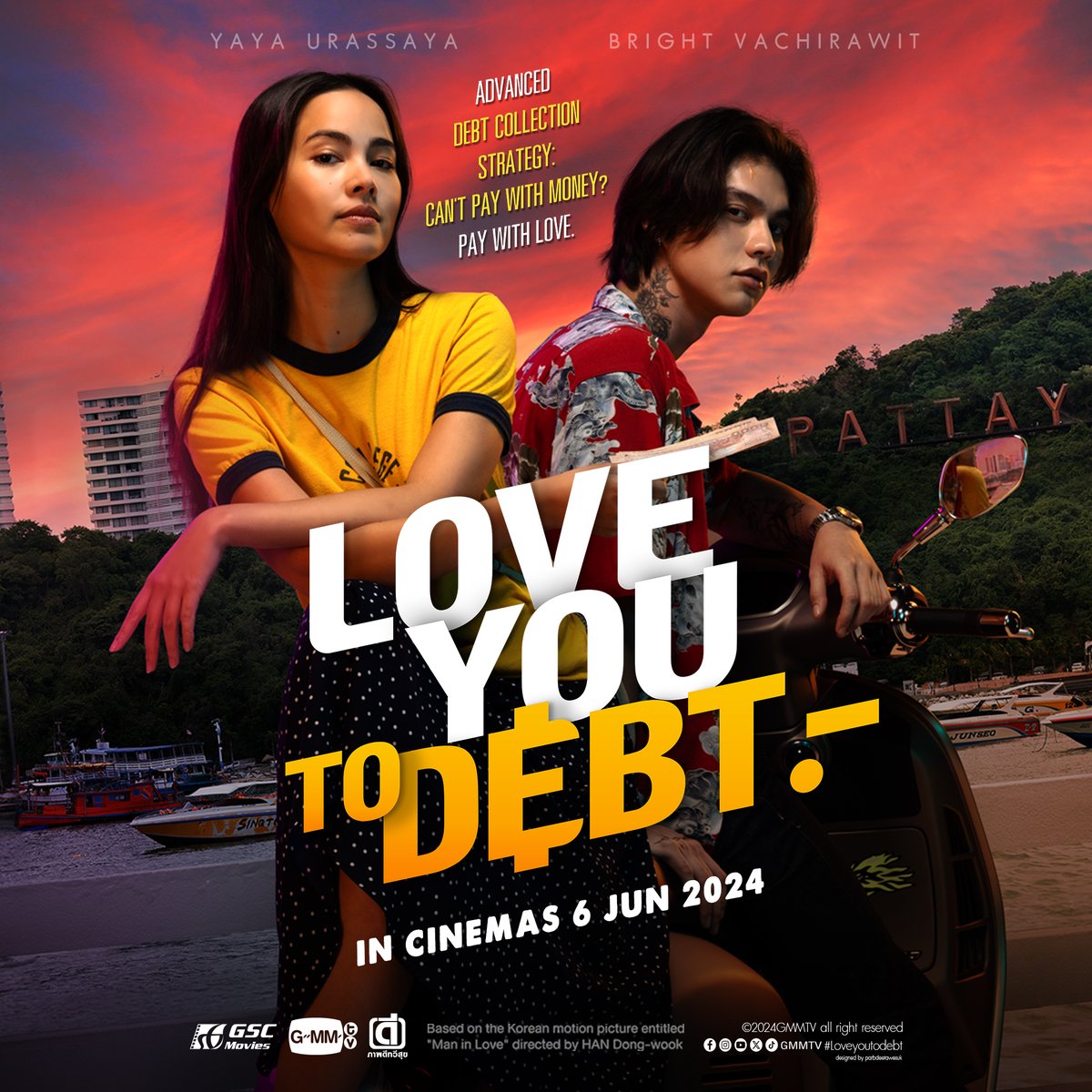 A weary debt collector’s last job leads to unexpected romance. Can love break the cycle of conflict and chaos?❤️ #LoveYouToDebt in GSC this 6th June 🎬✨

#เธอฟอร์แคช #LoveYouToDebt #bbrightvc #urassayas #GSCMovies