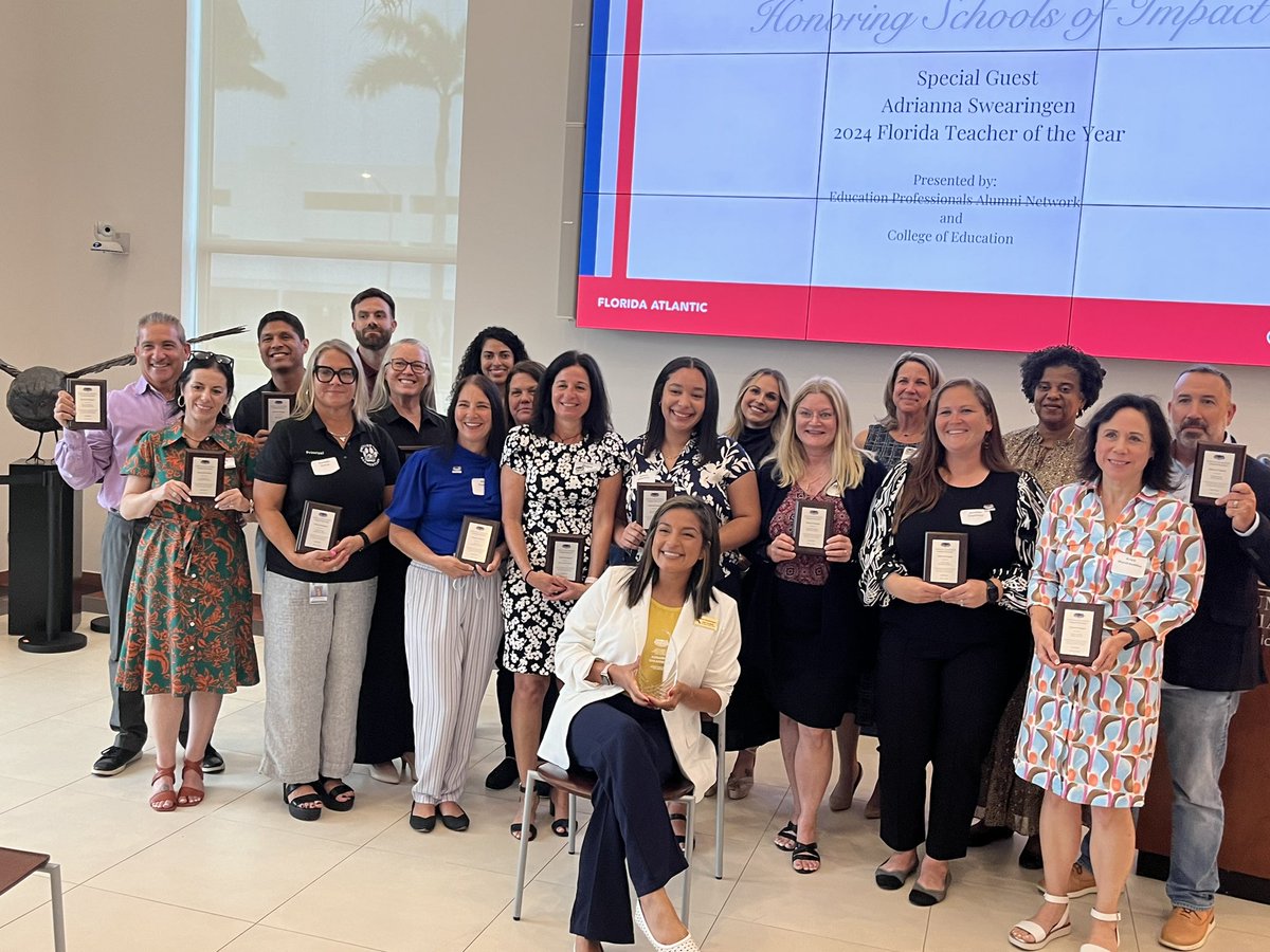 Had a great time at the @FloridaAtlantic Partnership & Alumni Appreciation Event. Thank you for recognizing @M6_12Collegiate as a School of Impact. Kudos to Ms Yacoub & Mrs Schorr! It was wonderful reconnecting with current & former colleagues. @DrFlem71 @lorialhadeff @BCPSStein