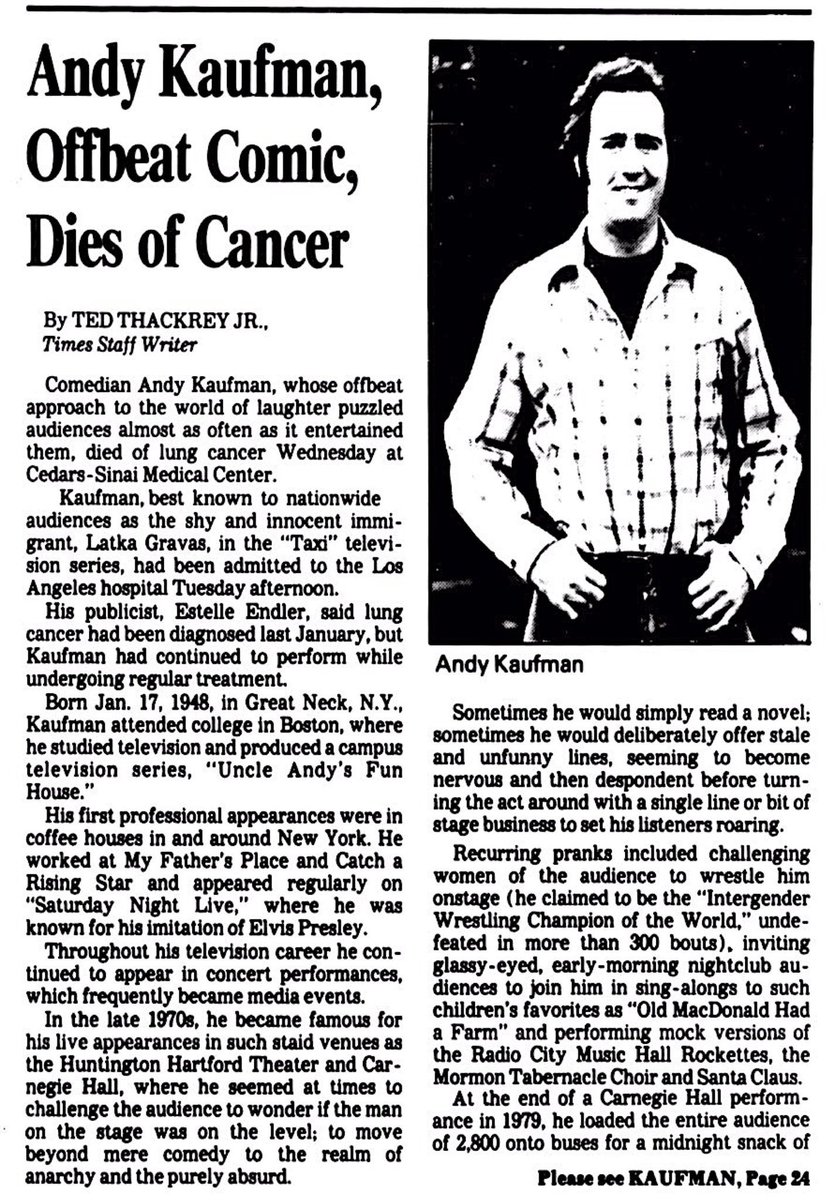 On May 16, 1984, Andy Kaufman died at the age of 35