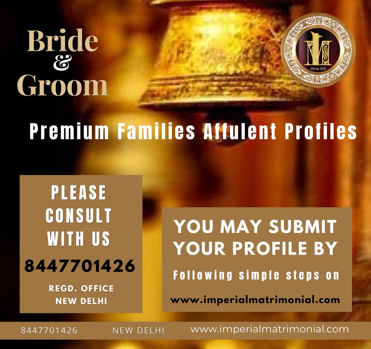 By joining Imperial Matrimonial you can access trusted profiles of Premium families of Indian origin to find a bride-groom. Imperial Matrimonial New Delhi Mobile: 8447701426 #Bride #groom #marriage #love #marriagebureau #affluent #Premium #elite #matrimonial #matrimony