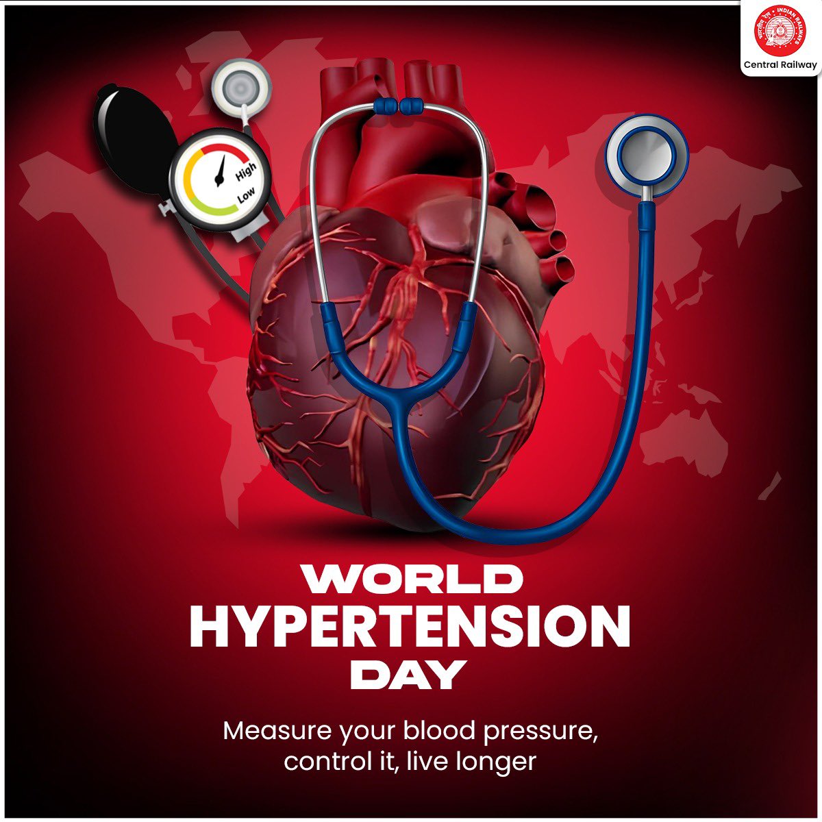 World Hypertension Day shines a light on preventing hypertension, a key risk factor for heart disease and stroke. Stay vigilant with regular monitoring of blood pressure and adopt healthy habits. #WorldHypertensionDay #BloodPressure #HealthCheck #CentralRailway