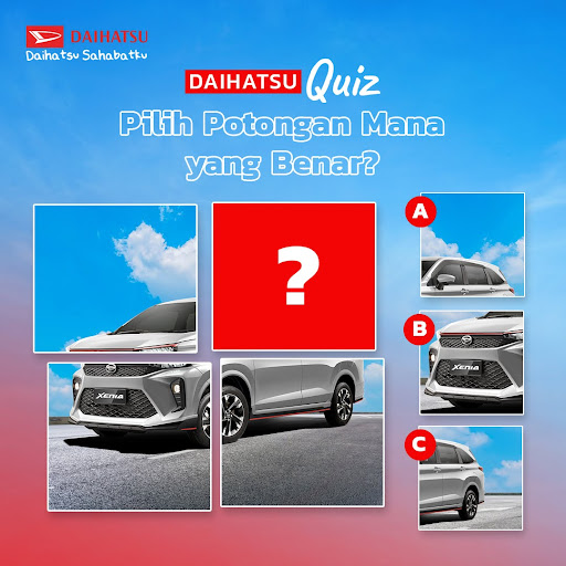 DaihatsuInd's tweet photo. Pilih jawaban yang bener dan akan ada 200 ribu saldo Astrapay untuk 4 orang yang beruntung!

Syaratnya:

- Follow @DaihatsuInd
- RT &amp; LIKE tweet ini
- Reply jawaban sebanyak-banyaknya dengan hashtag #DaihatsuQuiz

Akun jangan digembok ya 🔓

#DaihatsuSahabatku https://t.co/hS76Bnw9IH
