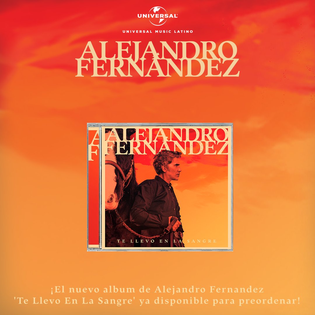 Ya puedes dar pre-ordenar al nuevo álbum de #AlejandroFernandez 🤠 'Te Llevo en la Sangre' umg.lnk.to/AlejandroFStor…