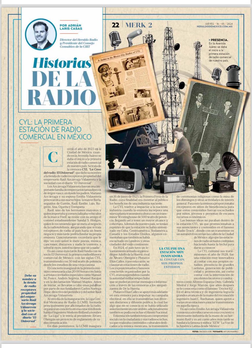 Te invito a leer. Nueva entrega sobre la gran historia de la radio en México. Adrián Laris @AdrianLarisC nos comparte cómo nació la primera estación comercial. @heraldodemexico #RADIO @heraldoradio_