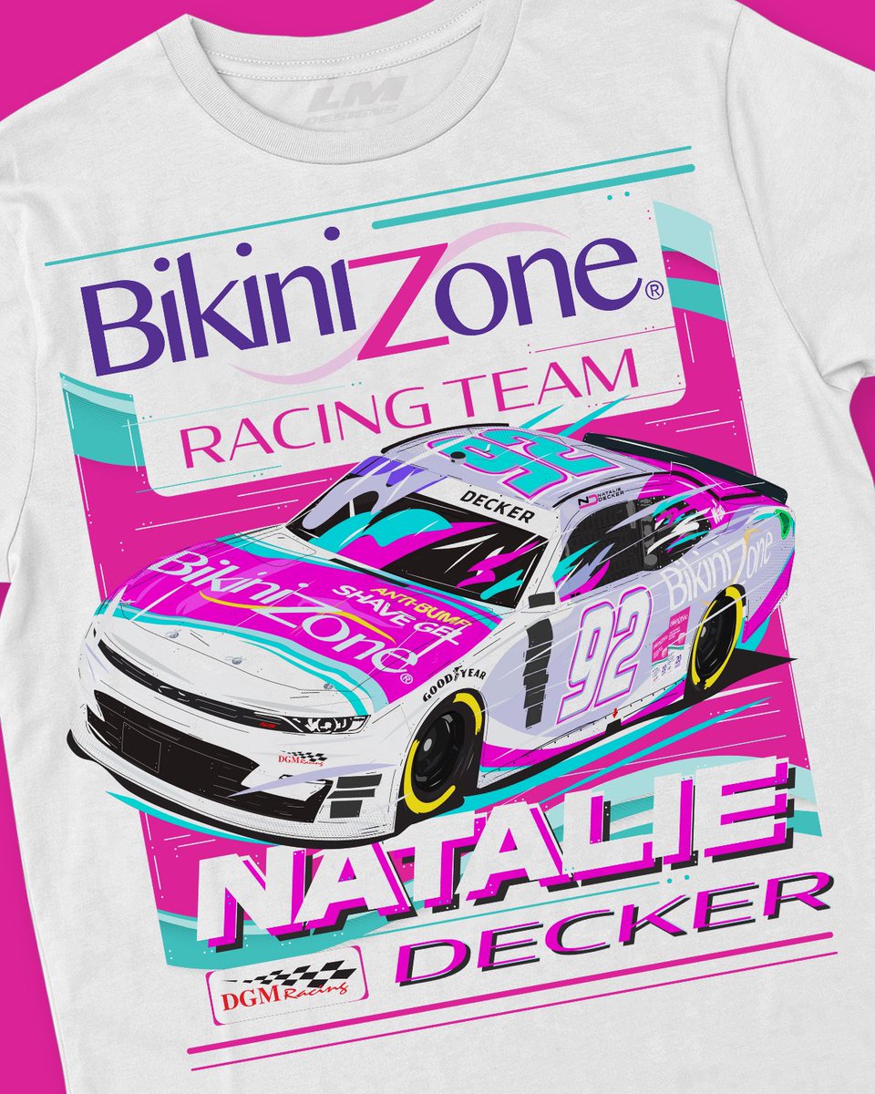 🩷GIVEAWAY🩷 WIN a @BikiniZone_ t-shirt!! To enter the giveaway: -follow @BikiniZone_ -follow @dgm_racing_ -like and comment Winner will be announced Sunday May 19th shop new merch now: nataliedeckerinc.com/shop/