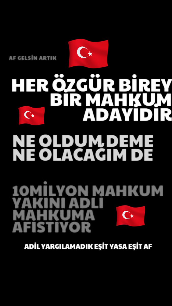 Bizim yaşadıklarımızdan Sorumludur
Annelerin Babaların Eşlerin Evlatların
Suçsuz yere Cezalandırılması
Suçsuzum diye haykıran Mahkum #GenelAf istiyoruz 

ÖzelDeğil GenelAF

<a href="/RTErdogan/">Recep Tayyip Erdoğan</a> <a href="/eczozgurozel/">Özgür Özel</a> 
<a href="/dbdevletbahceli/">Devlet Bahçeli</a> <a href="/yilmaztunc/">Yılmaz TUNÇ</a> 
<a href="/iletisim/">T.C. İletişim Başkanlığı</a> <a href="/Mhalukcavusoglu/">M.Haluk Çavuşoğlu</a>  <a href="/mit15786572/">Ümit ateş</a> <a href="/abltsmmm/">Abit Çoban</a>