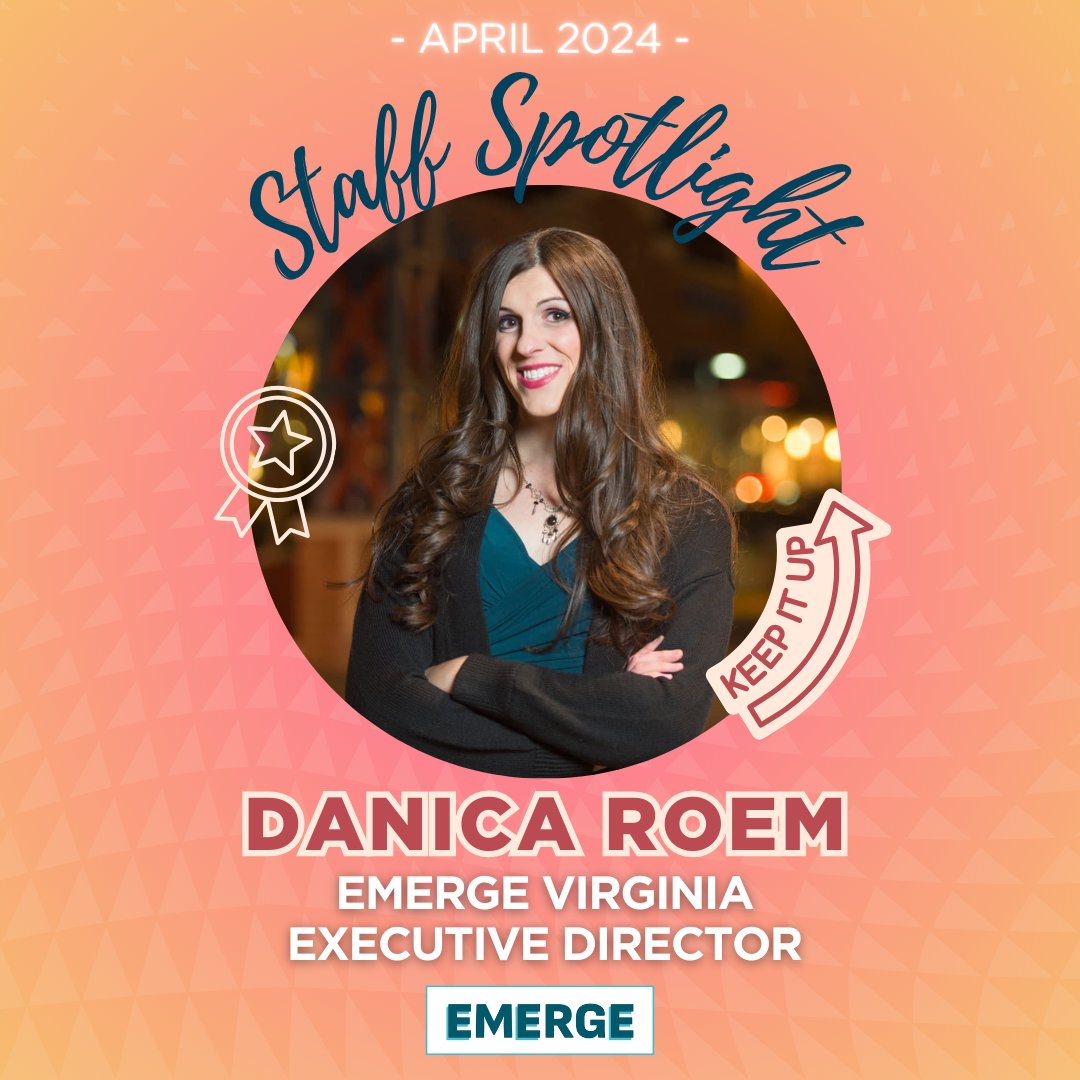 This month we honor Emerge VA Exec Director & State Sen. @pwcdanica + her work to support working people, women, BIPOC, and LGBTQ+ issues at Emerge and in the state legislature. Learn more about Sen. Danica Roem at bit.ly/3K1x0Eu