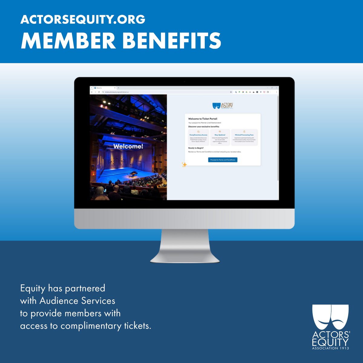 Equity has partnered with Audience Services to bring their seat-filling service to Equity members, and the member value department is working to expand this service nationally. Learn more by visiting the Benefits page on the member portal. members.actorsequity.org/benefits