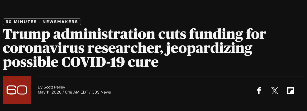 Now that the Biden administration has defunded Daszak and EcoHealth, here's a reminder of how @CBS and @ScottPelley reacted when President Trump merely tried to defund Daszak and EcoHealth: