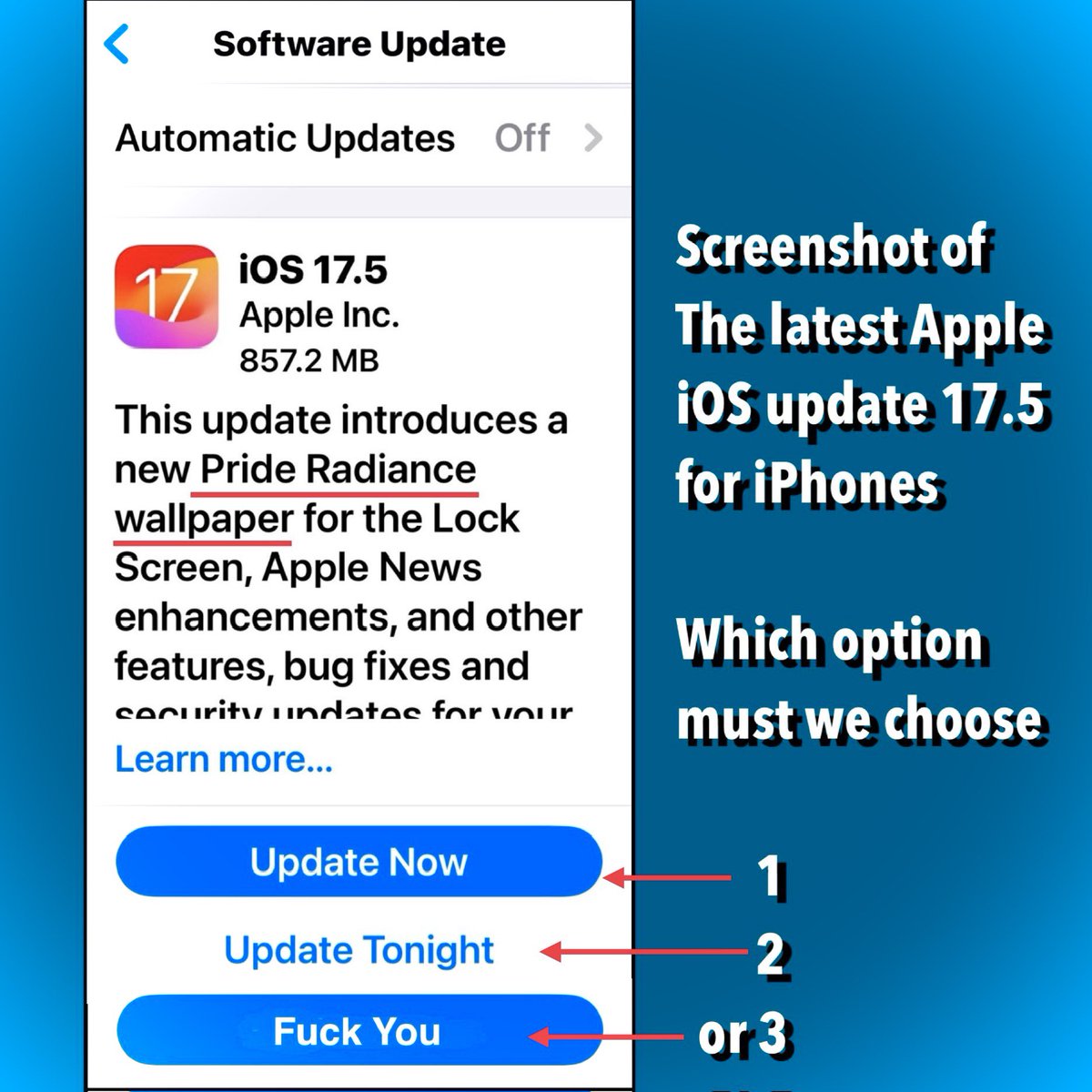 DanieBotha's tweet photo. #AppleiOSupdate Why is this even the 1st feature mentioned for ALL Apple iPhone users? 
Should I install this update? https://t.co/SuYKy2dGjd