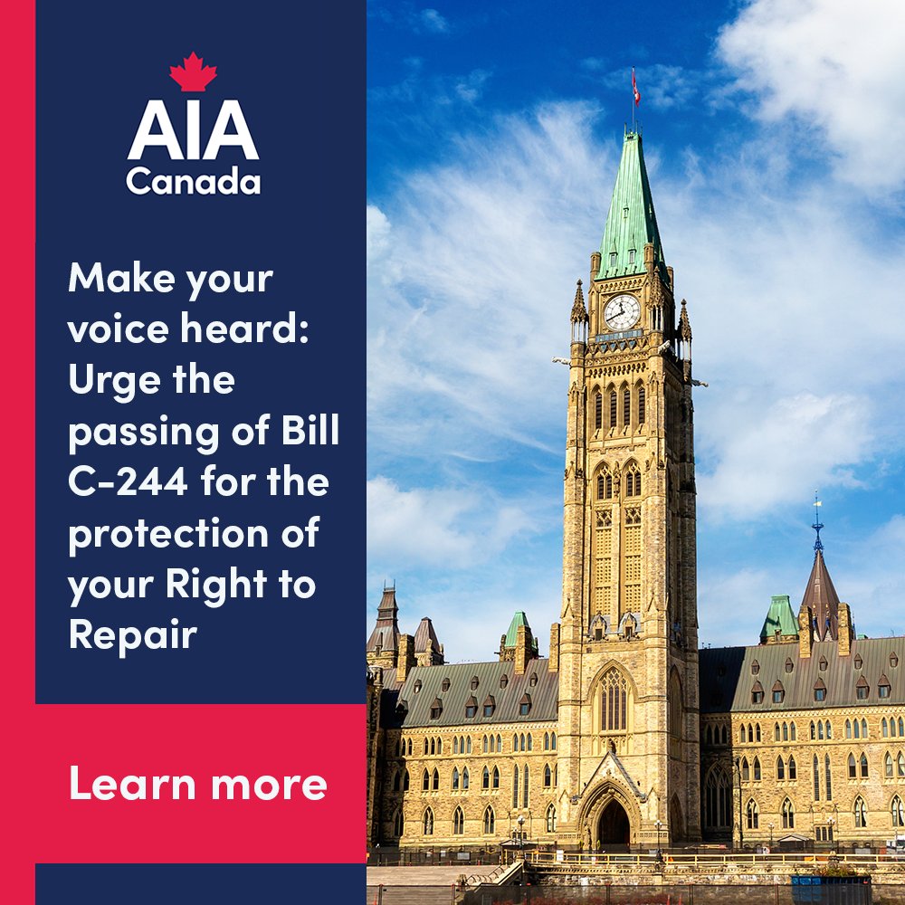 ✉️🔧 Bill C-244 is an important starting point to truly pave the way for standalone #Right2RepairCA legislation for vehicles.
 
❗ Help the #Right2Repair movement by sending a letter to government now through our pre-populated form: bit.ly/43NE3tJ
 
#AutoCare #AutoRepair