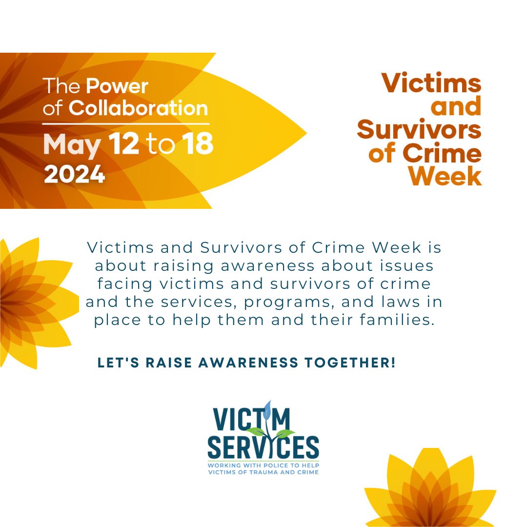 For more information on Victims and Survivors of Crime Week, visit: victimsweek.gc.ca
#VictimsWeek #ThePowerOfCollaboration #VictimServices