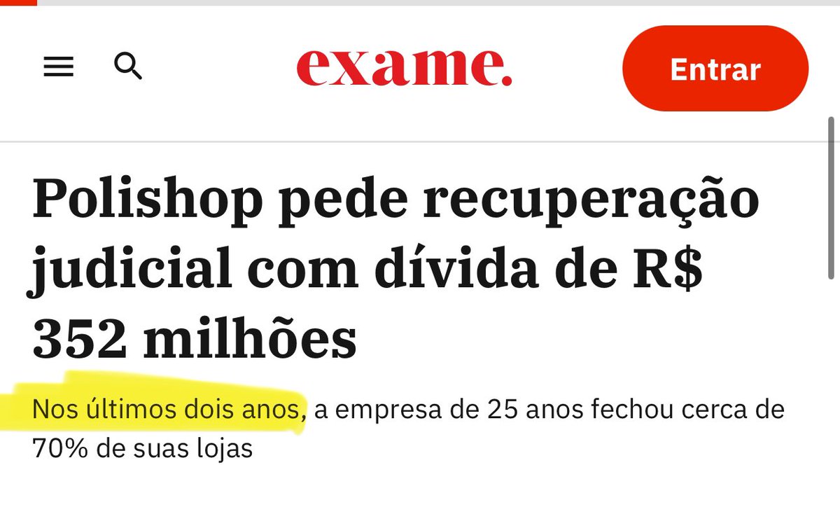 Últimos dois anos -70% de lojas. NOSSA!