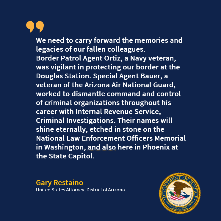 U.S. Department of Justice Honors Two Federal Agents from Arizona During Police Week justice.gov/usao-az/pr/us-… @USAttyRestaino