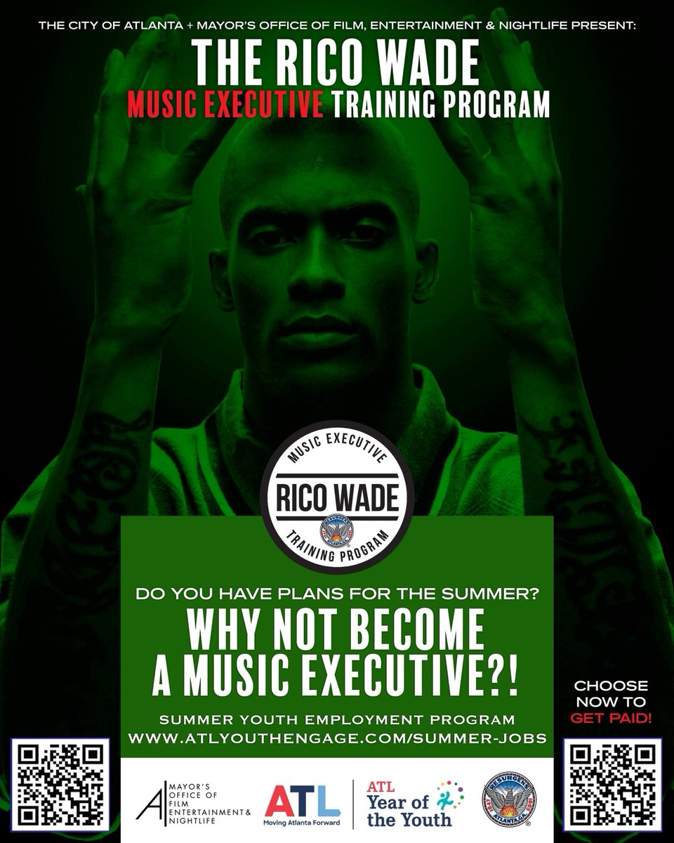 BigBoi's tweet image. If you’re passionate about music and want to explore a career in the Music Business, then this Summer Program is for YOU!
Introducing the Rico Wade Music Executive Training Program presented by Mayor Andre Dickens, the City of Atlanta and the Mayor’s Office of Film, Entertainment…