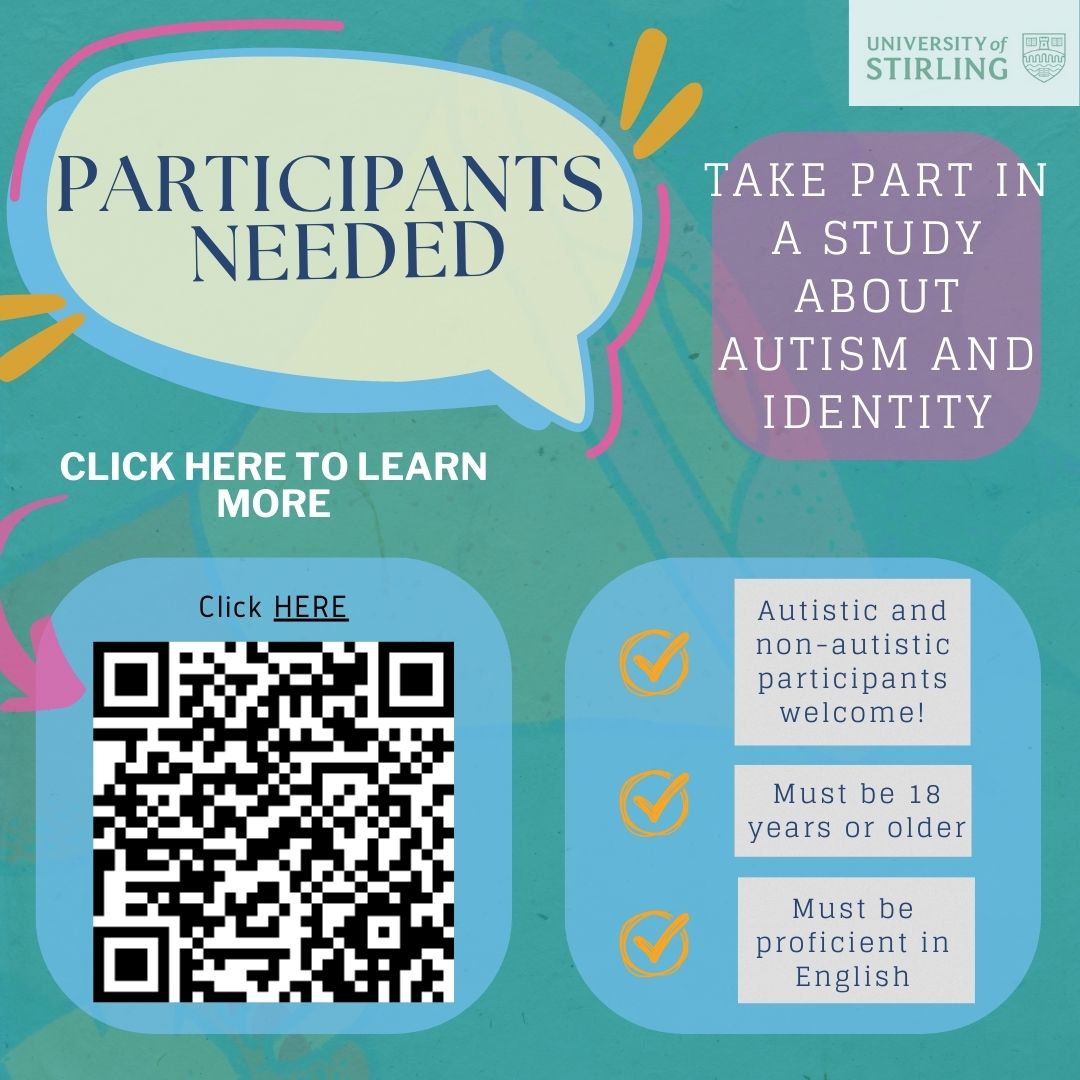 📢 NEW STUDY ALERT

Study on masking and identity development in autistic people

Looking for:
✅ Autistic and Non-autistic adults 18+ (self diagnosis welcome)
✅ Proficient in English
✅ Based anywhere in the world

To take a 20-25 min survey.

Link: app.onlinesurveys.jisc.ac.uk/s/stirling/aut…