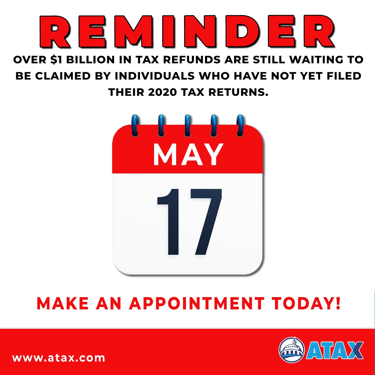 🚨The IRS has issued a final reminder to the 1 million individuals who haven't filed their tax year 2020 returns yet. If you're one of them, you could be eligible for a refund if you file by the May 17 deadline. #IRSReminder #TaxRefunds #ClaimYourMoney