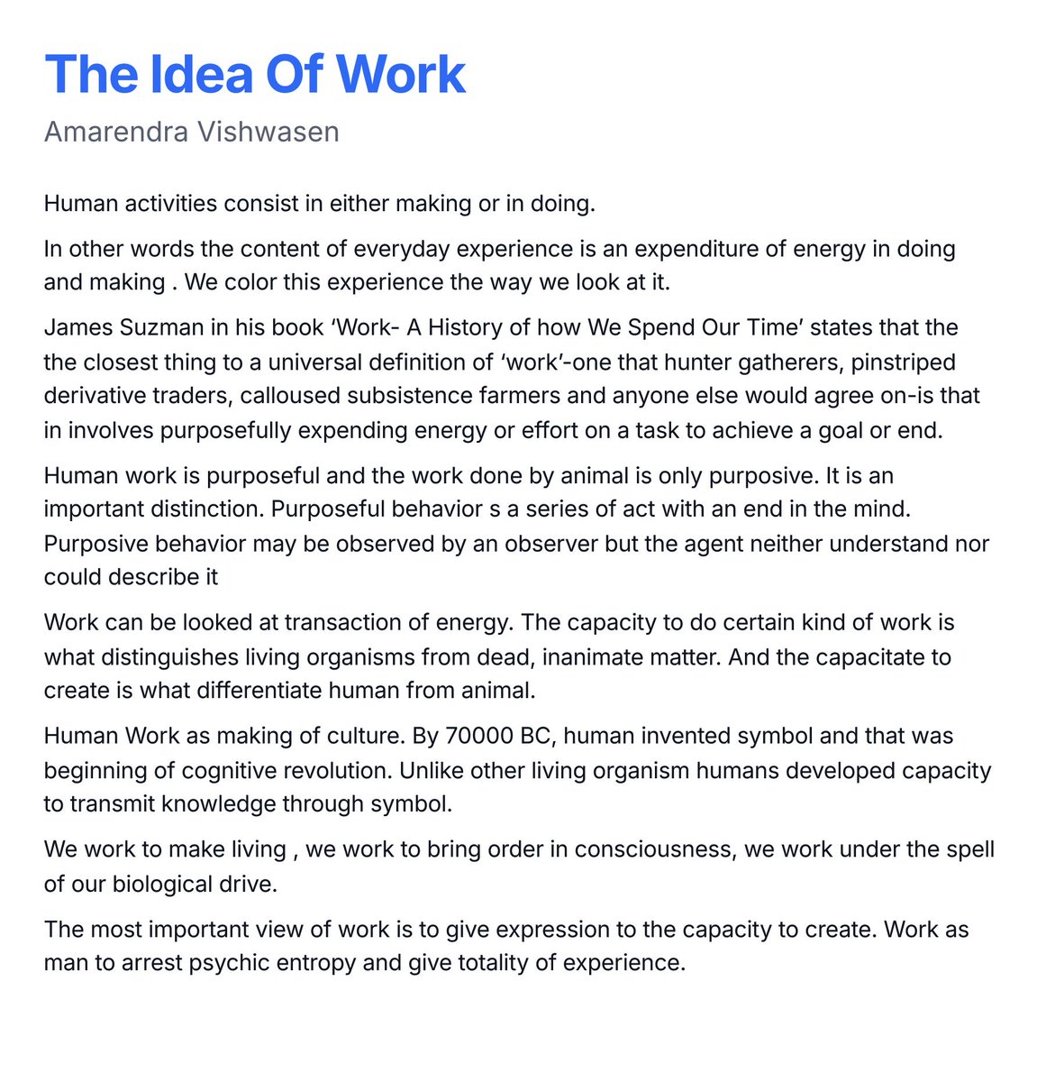 AmarendraVishen's tweet image. The Idea Of Work