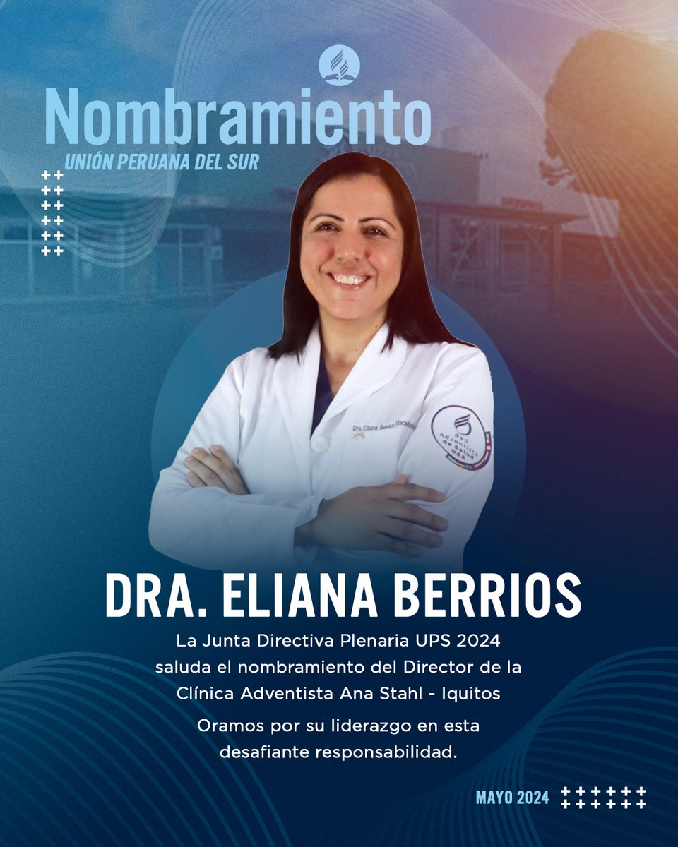 🔴 #Nombramiento📯✨| La Dra. Eliana Berrios fue nombrada recientemente como Directora de la Clínica Adventista Ana Stahl, durante la Junta Directiva Plenaria UPS 2024. Unidos en oración por su liderazgo en esta nueva responsabilidad.🙏🏼✨ #juntaplenariasUPS @ClinicaStahl