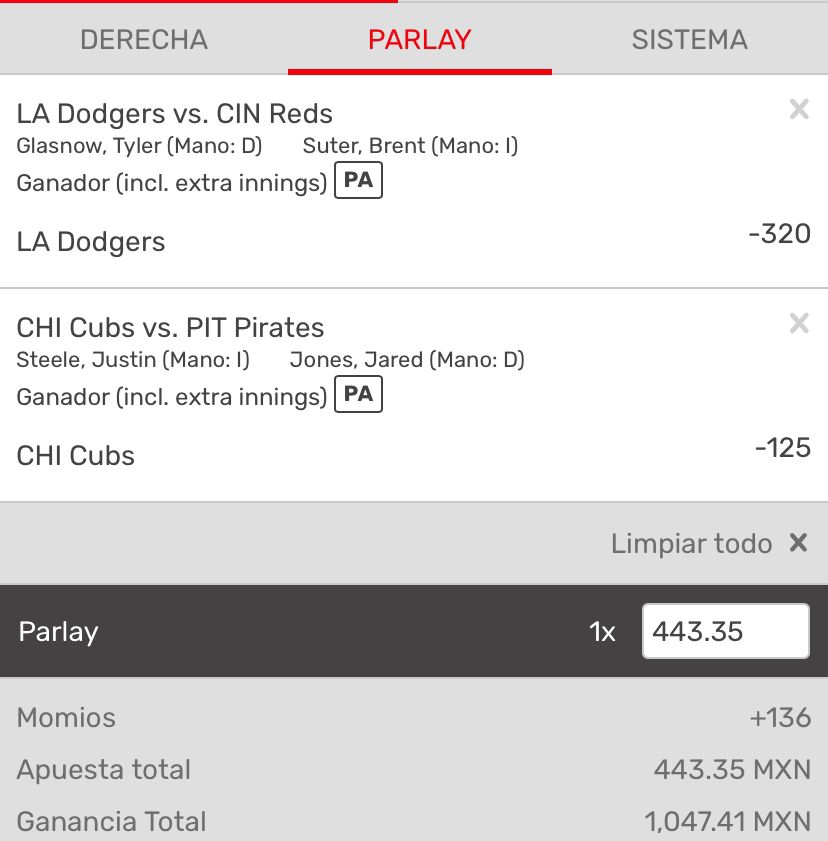 TeeepsD's tweet image. PASO #2
RETO ESCALERA $200-$6,000
SUERTE 🍀
-DODGERS MONEY LINE
-CHICAGO CUBS MONEY LINE-
#gambling #GamblingTw #sports #sportsbet
