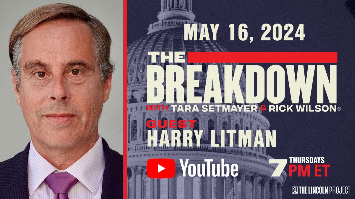 LIVE NOW: Former US Attorney @HarryLitman joins @TaraSetmayer and @TheRickWilson for another live episode of #TheBreakdown. Tune in NOW as they cover all things Trump trial and the 2024 Presidential Debate. Watch it here: youtube.com/watch?v=DXPYtG…