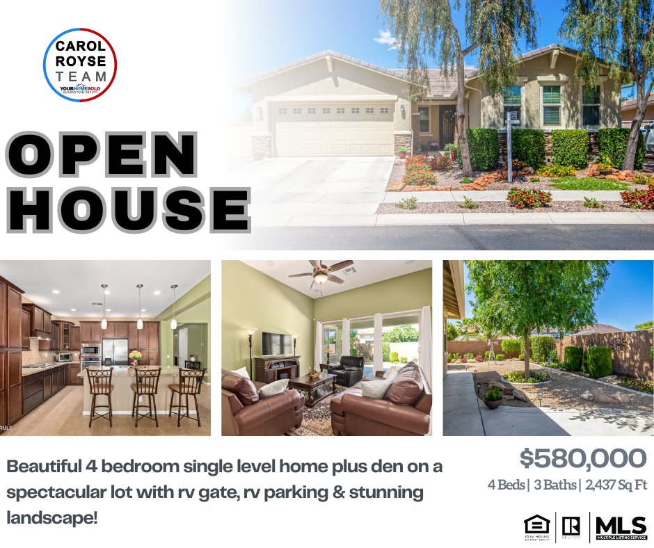 🚨OPEN HOUSE🚨 📫 9010 W RUTH Avenue Peoria Arizona 85345 Saturday, May 18th From 10am-12pm ✔️Beautiful 4 bedroom single level home plus den on a spectacular lot with rv gate, rv parking & stunning landscape! #Openhouse #Arizona #Peoria #CarolRoyse #CarolRoyseTeam #YourHomeSold