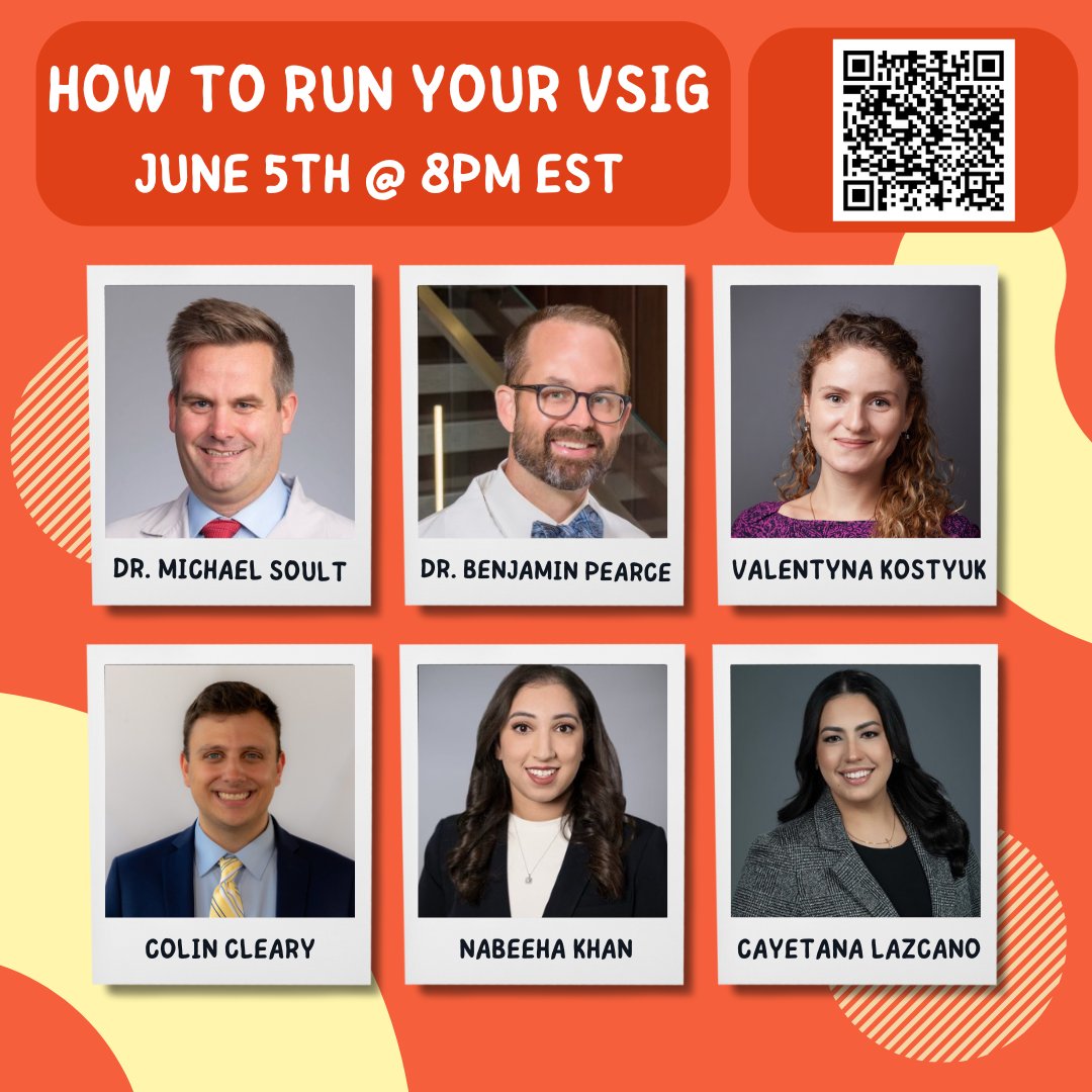 VESS VSIG (@vessvsig) on Twitter photo 🚨NEW EVENT ALERT🚨
Please join us for our event on "How to run your VSIG" on June 5th @ 8pm EST with Dr. Pearce (<a href="/HawkeyeBJP/">Benjamin Pearce</a>) and Dr. Soult (<a href="/msoultmd/">Michael Soult</a>), as well as our amazing VESS VSIG members! <a href="/APDVS_/">Assoc of Program Directors in Vascular Surgery</a> <a href="/VESurgery/">VESurgery</a>
Register here: docs.google.com/forms/d/e/1FAI… 🚨NEW EVENT ALERT🚨
Please join us for our event on "How to run your VSIG" on June 5th @ 8pm EST with Dr. Pearce (<a href="/HawkeyeBJP/">Benjamin Pearce</a>) and Dr. Soult (<a href="/msoultmd/">Michael Soult</a>), as well as our amazing VESS VSIG members! <a href="/APDVS_/">Assoc of Program Directors in Vascular Surgery</a> <a href="/VESurgery/">VESurgery</a>
Register here: docs.google.com/forms/d/e/1FAI…