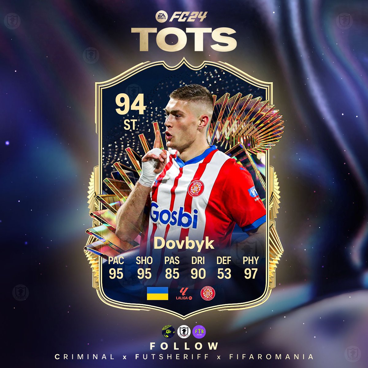 🚨Dovbyk 🇺🇦 is coming as LA LIGA TEAM OF THE SEASON card soon!🔥 Deserved⭐️ Make sure to follow @FutSheriff @Criminal__x @fifa_romania ! #fc24