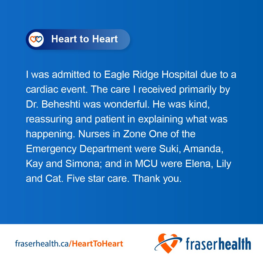 Fraser Health (@fraserhealth) on Twitter photo With a little bit of heart, we can face anything together.
Is there someone from the Fraser Health team who you are grateful to? Weâd love to know.
ow.ly/FNEH50RISNK
#hearttoheart
<a href="/ERHF1/">Eagle Ridge Hosp Fdn</a> With a little bit of heart, we can face anything together.
Is there someone from the Fraser Health team who you are grateful to? Weâd love to know.
ow.ly/FNEH50RISNK
#hearttoheart
<a href="/ERHF1/">Eagle Ridge Hosp Fdn</a>