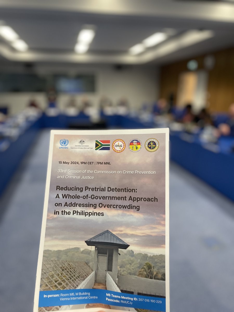 Rbarreto1s's tweet image. 🇵🇭 showcases Philippine initiatives to reduce prison overcrowding, setting an example for #criminaljusticereform at @UNODC during 33rd @CCPCJ side event

Supported by 🇦🇺@AusAmbVIE @AusAmbPH 🇿🇦@SAEmbAustria

#NelsonMandelaRules #DrugPolicyReform