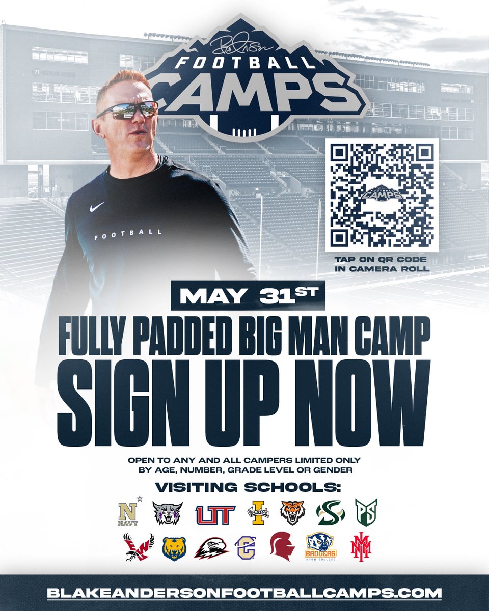 Don’t miss out on a big time camp! Sign up for Big Man Camp today‼️🏈🤘 ➡️ blakeandersonfootballcamps.com/About%20Us