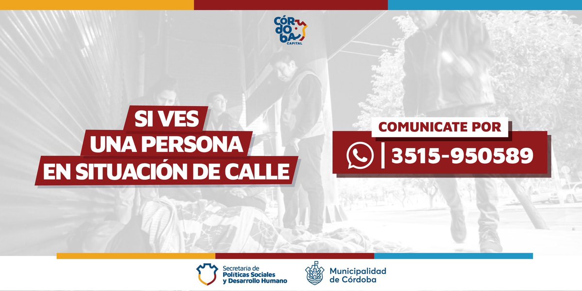 #ATENCIÓN|❗️Si ves a una persona en situación de calle, no dudes en contactarte vía WhatsApp al 3515-950589. 📲

Equipos de @dsocialcordoba recorren las calles de #CórdobaCapital para ofrecer soluciones a quienes más lo necesitan. 🤝