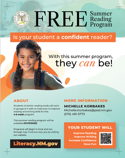 NM_LawLibrary's tweet photo. This summer students throughout New Mexico in kindergarten through 8th grade can participate in a free 4-6 week reading program offered by the state. Register your child and learn more today at https://t.co/gu6rjZ7d3u #literacy #parents #nmkids https://t.co/CgzaPs6WVT