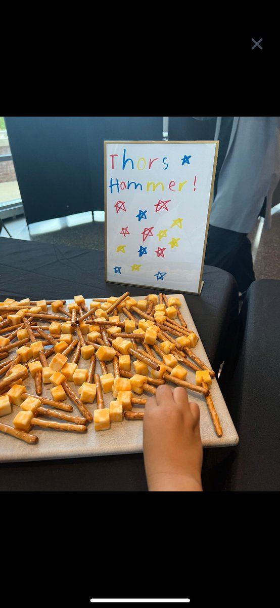 The Kindergarteners at one of our accounts honored the food service staff with a super hero party. They made capes for everyone, had a dance party and made these incredible appetizers! How stinkin' cute!