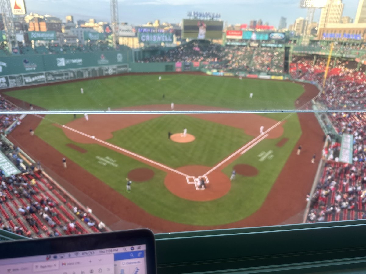 Good evening from Fenway. The window in the press box is cracked open. We’ll see how long we can go with the natural AC. #RedSox