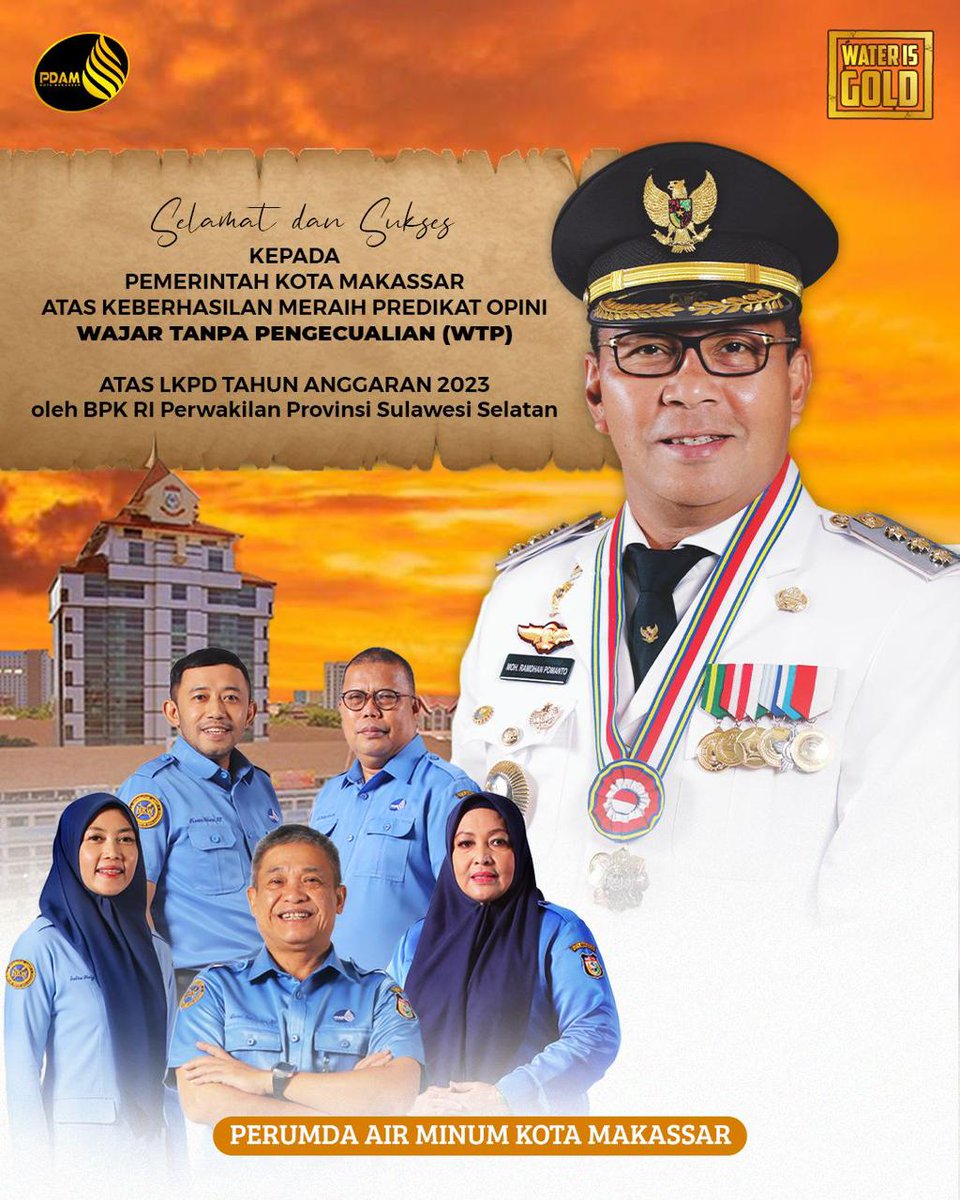 pdammakassar's tweet photo. Selamat Dan Sukses Kepada Pemerintah Kota Makassar Atas Keberhasilannya 🙏

#pemkotmakassar
#pdammakassar https://t.co/x5OcfXVu7t