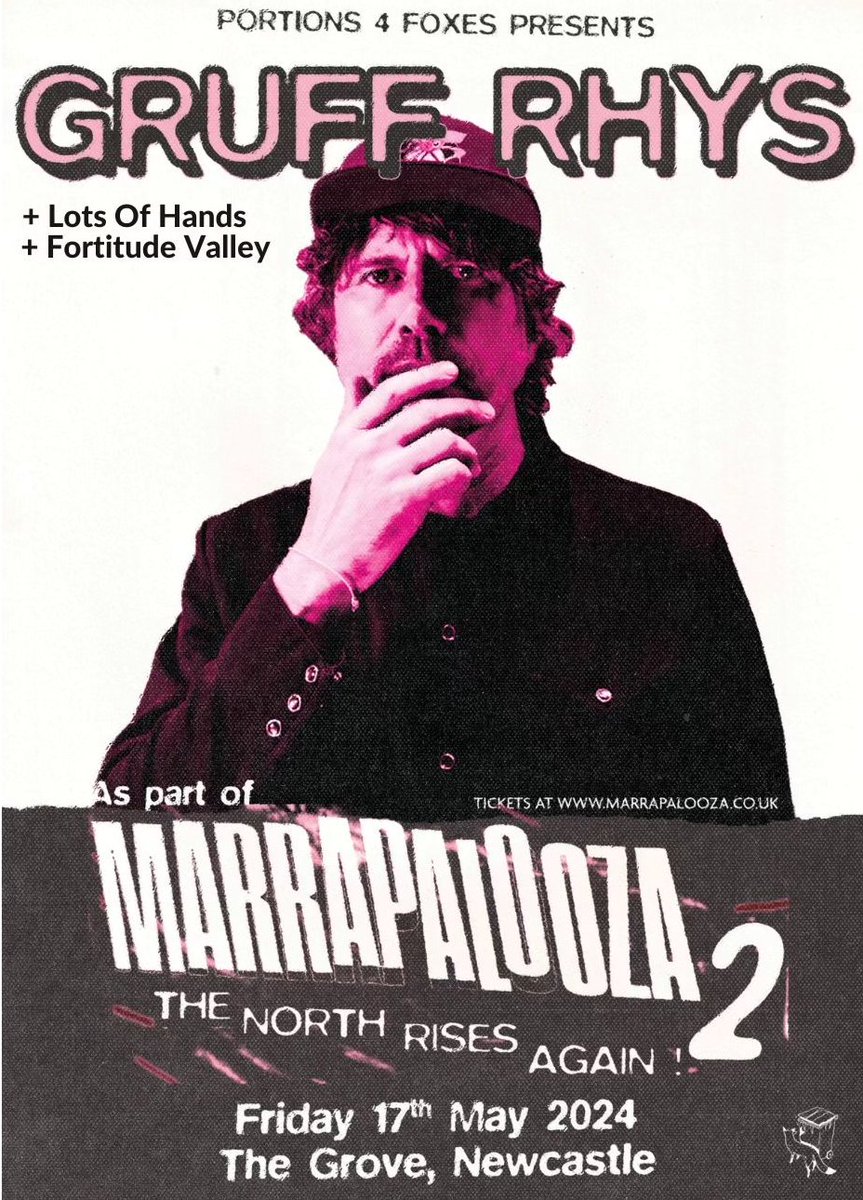 Marrapalooza kicks off today!
Friday 17 th May
<a href="/gruffingtonpost/">Gruff Rhys</a> 
<a href="/lotsofhands/">lots of hands lots of hands</a> 
<a href="/ValleyFortitude/">🌴 Fortitude Valley 🌴</a> 

<a href="/TheGroveNCL/">The Grove</a>
Tickets still available marrapalooza.co.uk