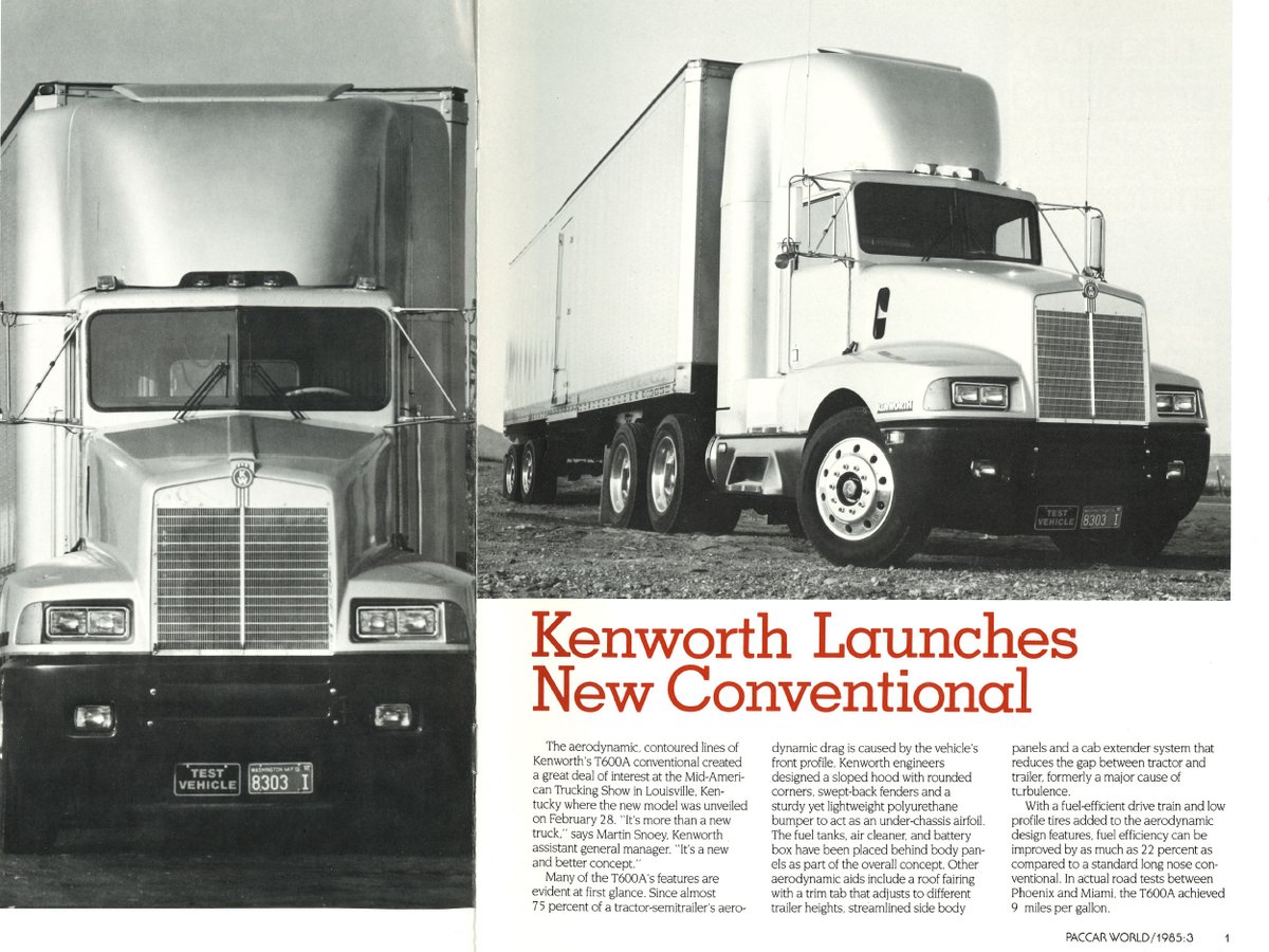 This article from 1985 in the publication PACCAR World highlights the truck that started the aero revolution, the Kenworth T600. The features have been refined over the years, in today’s most aerodynamic Kenworth ever, the T680.
#Kenworth #T600 #T680 #ThrowbackThursday
