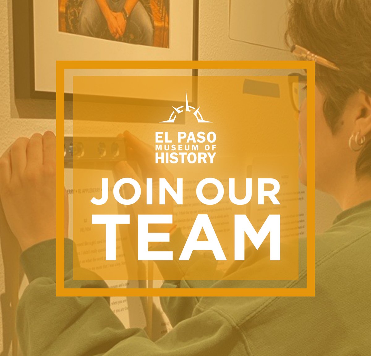 ‼️ JOB ALERT ‼️
We are currently hiring for an "Art Handler and Gallery Technician" and a "Museum Curator" to join our team. If you or someone you know is interested in this position, we encourage you to apply! 🙂

For more information visit: governmentjobs.com/careers/elpaso