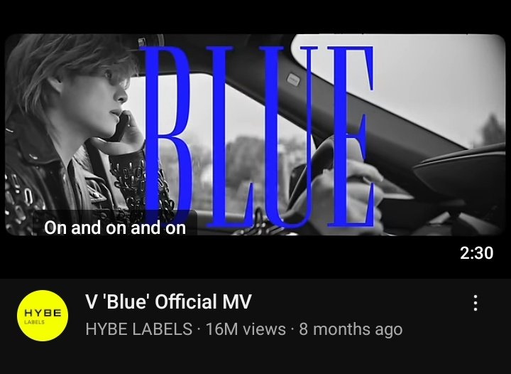 V 'Blue' official MV has surpassed 16.000.000 views on Youtube. ⏯️youtu.be/sIh9_cNCwPc?si…